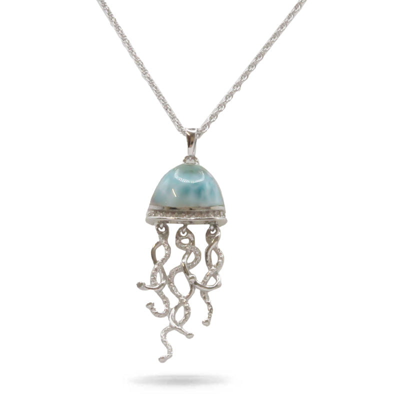 Jellyfish Larimar Stone Sterling Silver Necklace By Marahlago