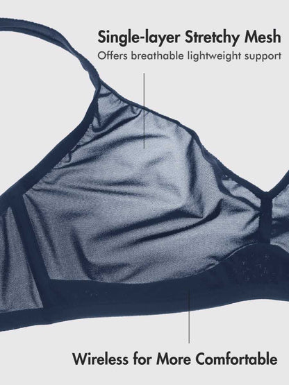 Cosnufy Sheer Mesh Wireless Full Coverage Unlined Bra