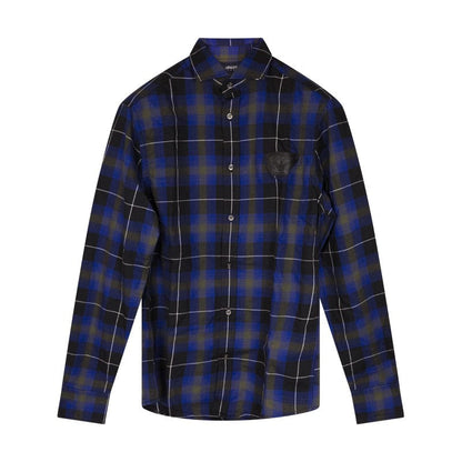 Armani Men's Blue & Black Check Shirt