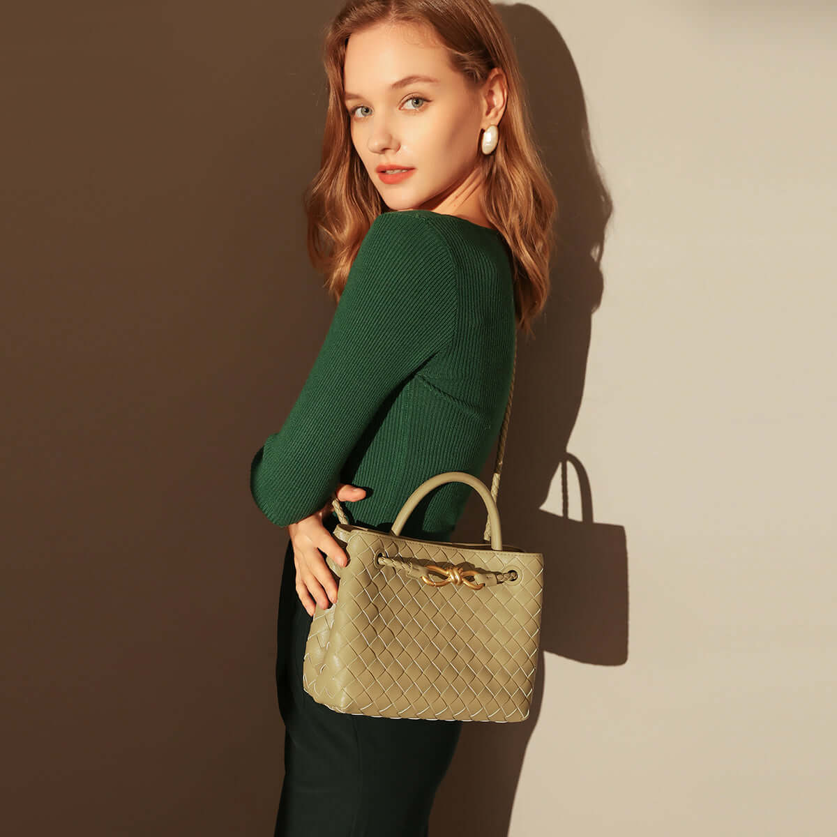 Mint Green Woven Tote Bag