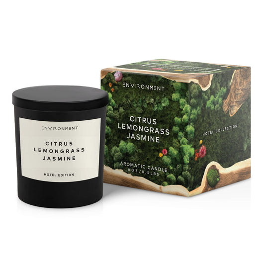 ENVIRONMENT 8oz Candle with Lid and Box Citrus Lemongrass Jasmine