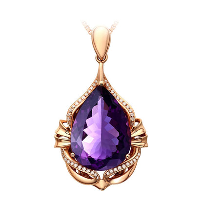 Purple Crystal & Cubic Zirconia Rose Goldtone Pendant Necklace