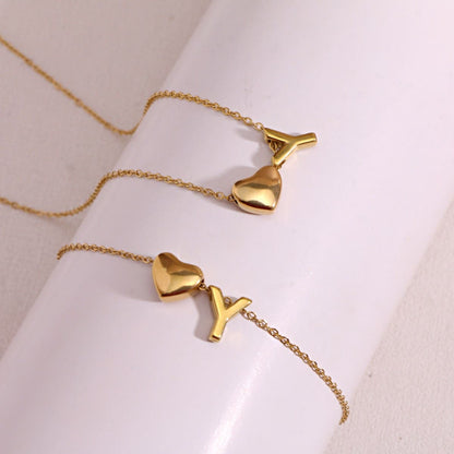 Dainty A-Z Initial Heart Necklace