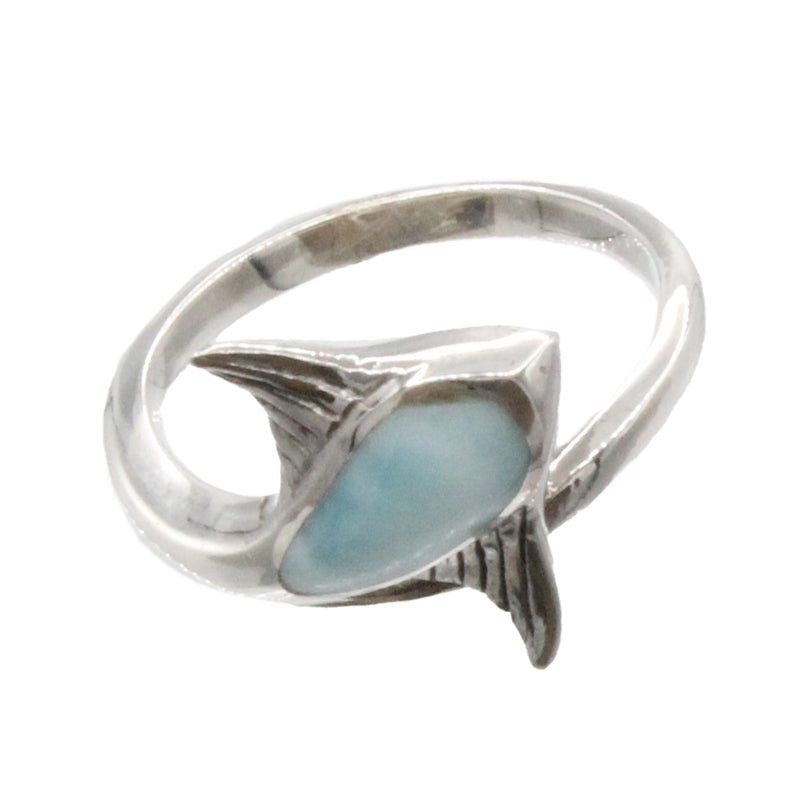 Larimar Stone Sterling Silver Stingray Ring Size 7 By Marahlago