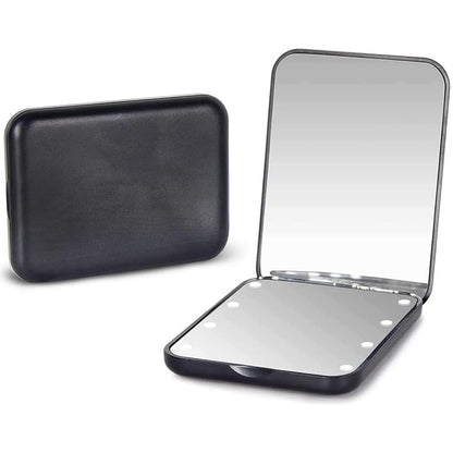 Foldable LED Travel 2X Magnification Makeup Mirror