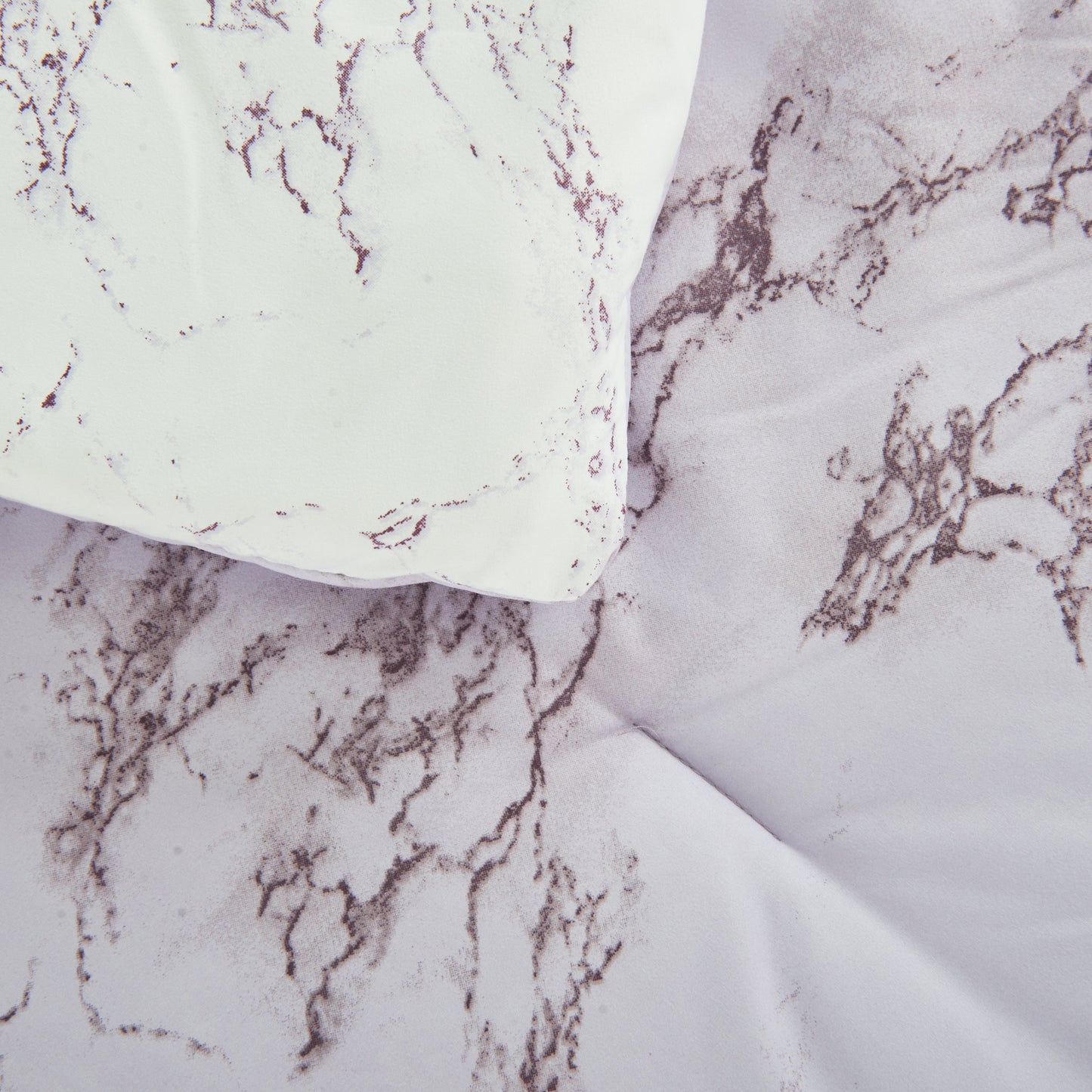 Elegant Comfort Reversible 10-Piece Marble Print Comforter Set, Includes 6-Piece Sheet Set with Double Sided Storage Pockets