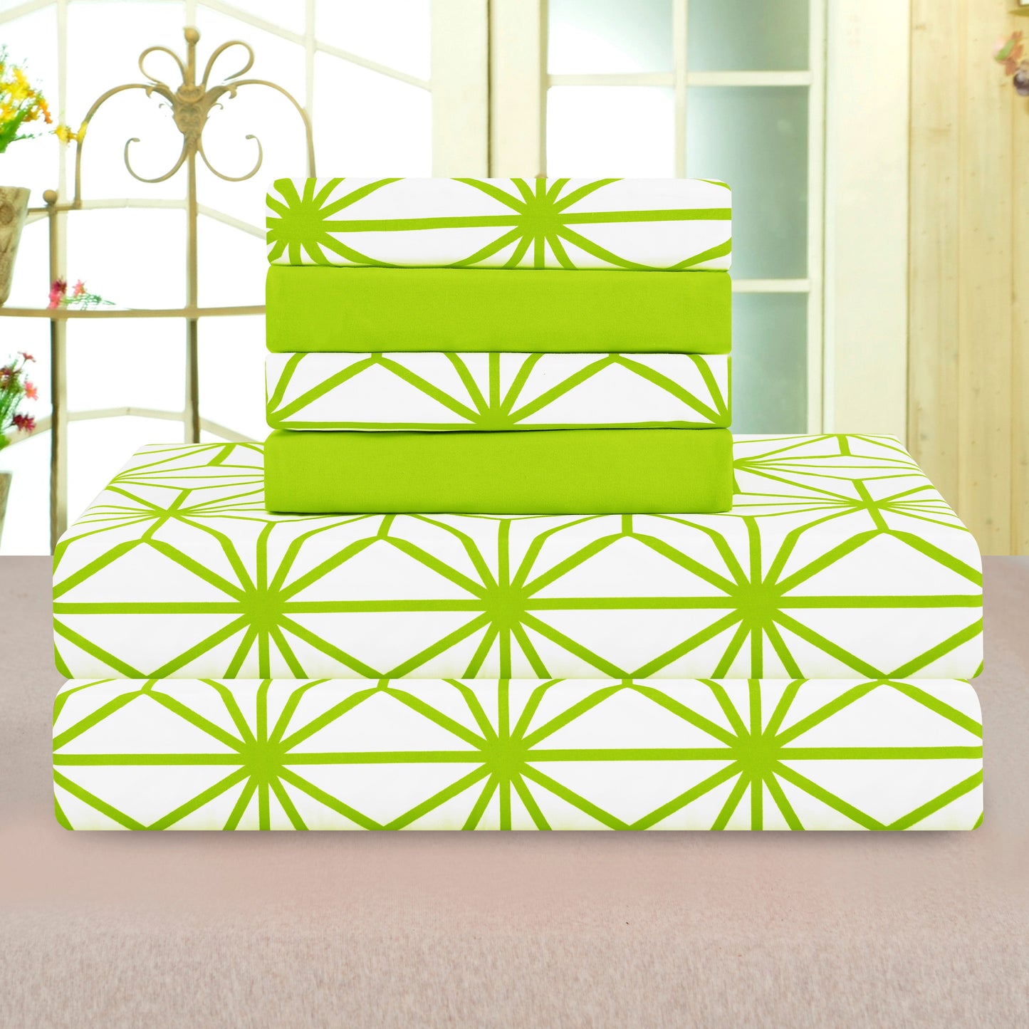 Elegant Comfort 6-Piece Cube Bed Sheet Set  - Geometric Pattern - Soft as a Hotel Premium Quality