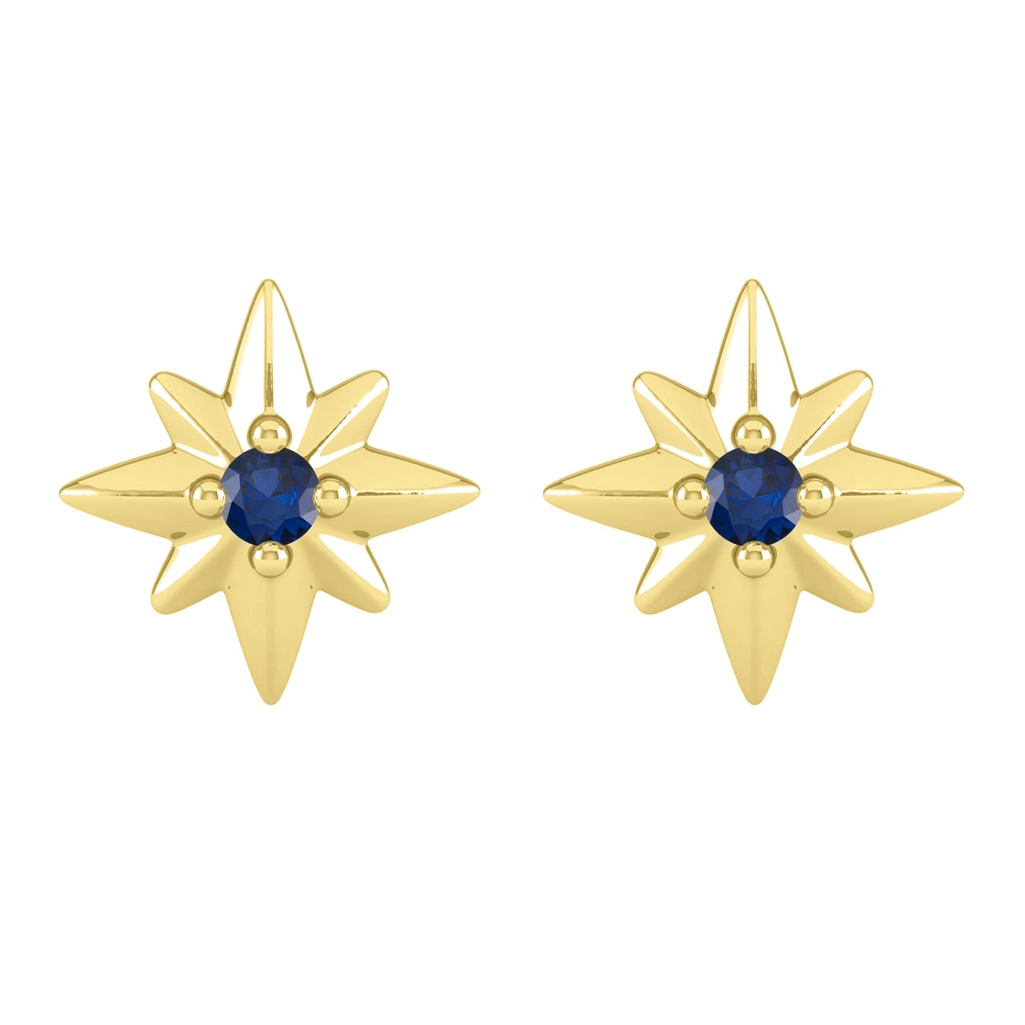 Blue Sapphire Gold over Sterling Silver Star Stud Earrings