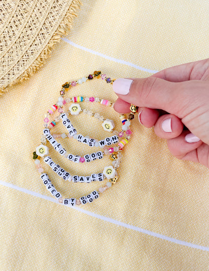 Elevated Faith Love Has Won Letter Bracelet