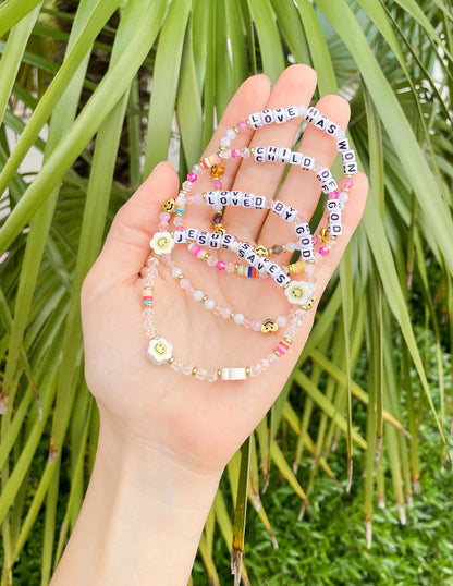 Elevated Faith Loved By God Letter Bracelet