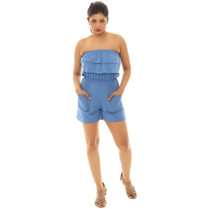 Shoreline Wear Women's Strapless Ruffle Romper