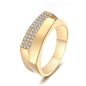 Cubic Zirconia & Goldtone Geometric Two-Layer Band