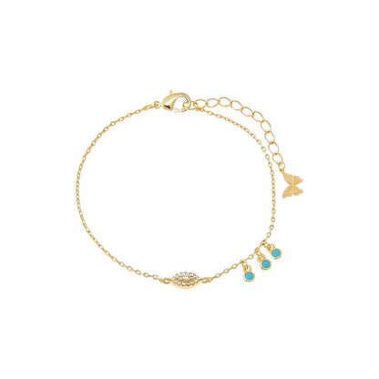 Evil Eye X Dangling Turquoise Bezel Bracelet