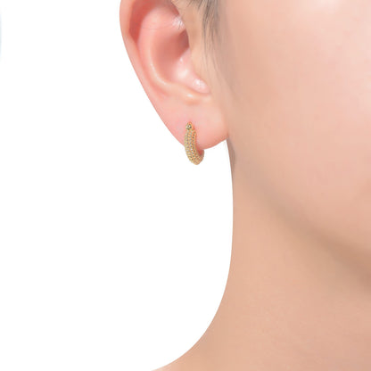 Elegant 14K Gold Plated Bead Hoop Earrings