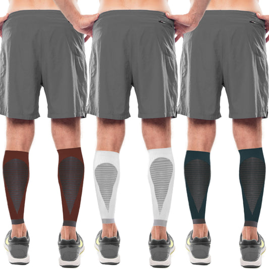Extreme Fit 3-Pack Targeted Recovery And Pain Relief Leg Calf Compression Sleeves Brace For Running, Cycling, Travel, Walking