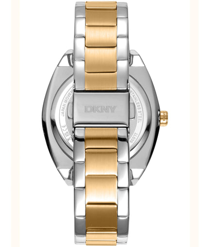 Dkny Women Watch, Two Tone Silver & Gold Color Case, Light Blue Dial, Two Tone Silver & Gold Color Metal Bracelet, 3 Hands, 5 Atm
