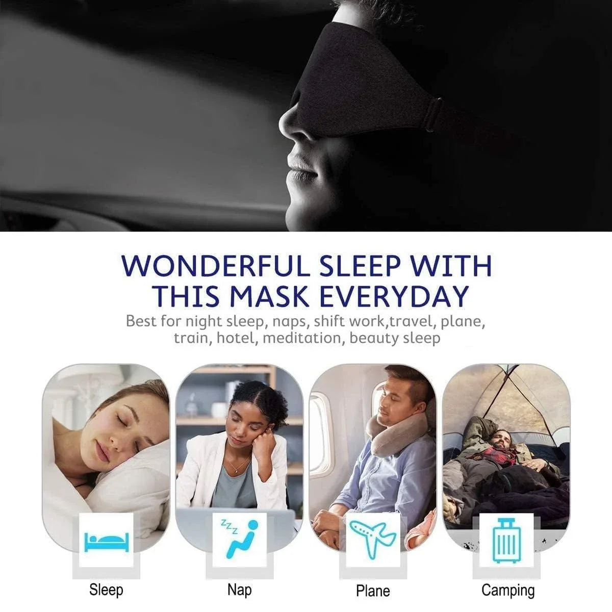 3D Contoured Memory Foam Sleep Eye Mask