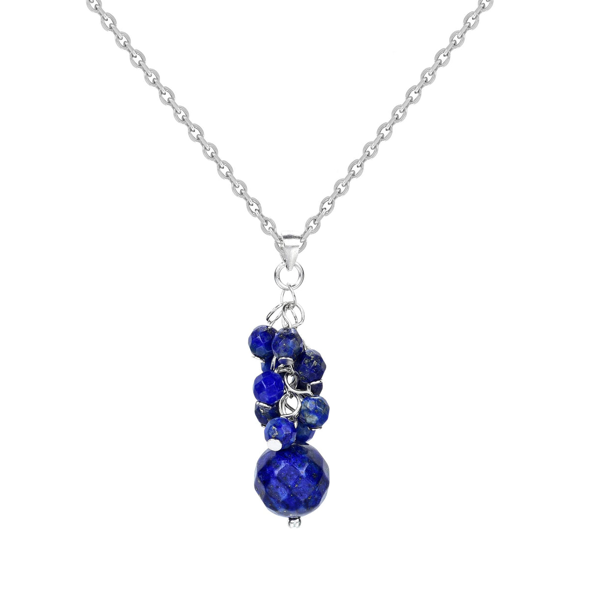 V3 Jewelry Sterling Silver Lapis Lazuli Cluster Drop Necklace