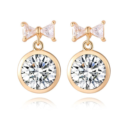 Crystal & Goldtone Bow Drop Earrings