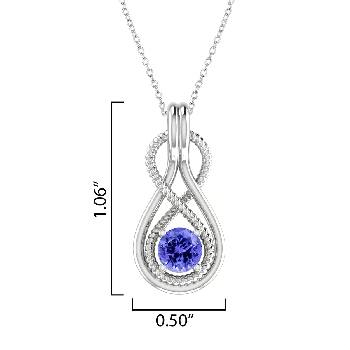 Sterling Silver with Natural Tanzanite Infinity Pendant