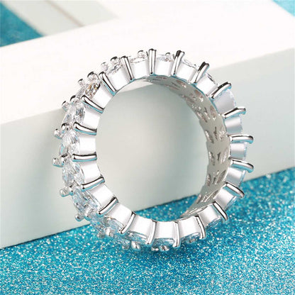 Crystal & Silvertone Marquise-Cut Two Rank Band Ring