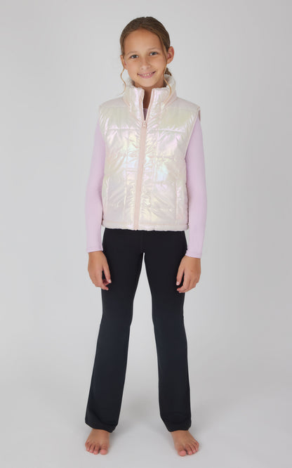90 Degree by Reflex Girls Quilted Vest & Super Soft Top & Flare Legging Set