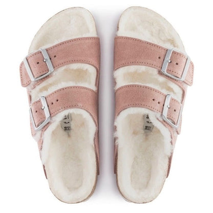 Birkenstock Arizona Shearling Suede Leather Pink Clay