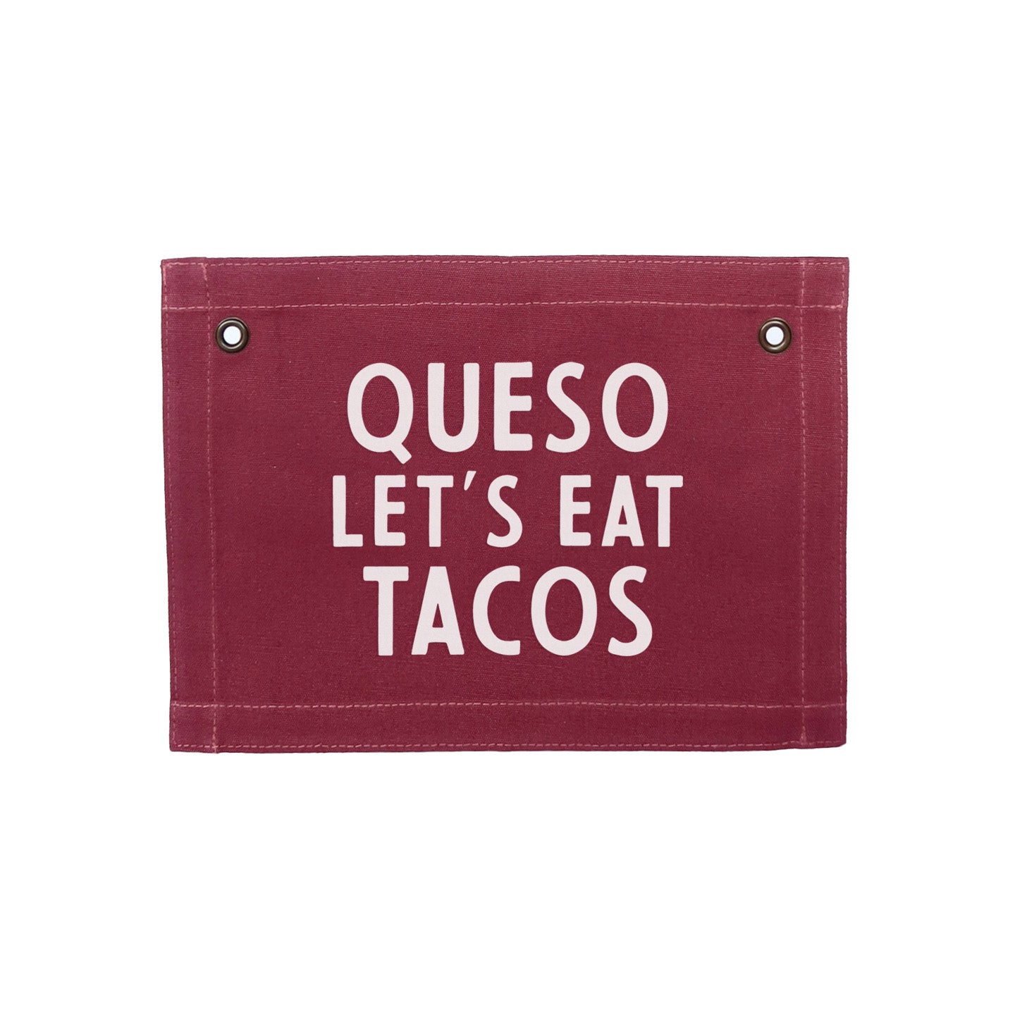 Frankie Jean Queso Let's Eat Tacos Small Canvas Flag