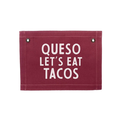 Frankie Jean Queso Let's Eat Tacos Small Canvas Flag