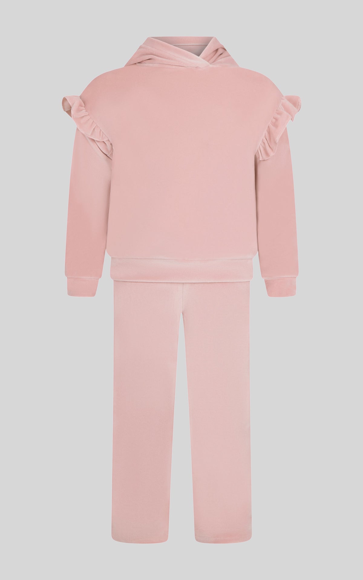 90 Degree by Reflex 2 PC Little Girls Velour Lili Pullover Hoodie w Ruffle Detail + Little Girls Velour Flare