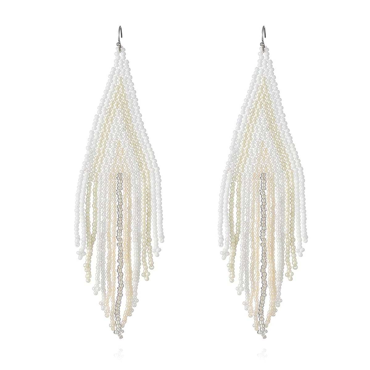 White & Cream Howlite Tassel Drop Earrings