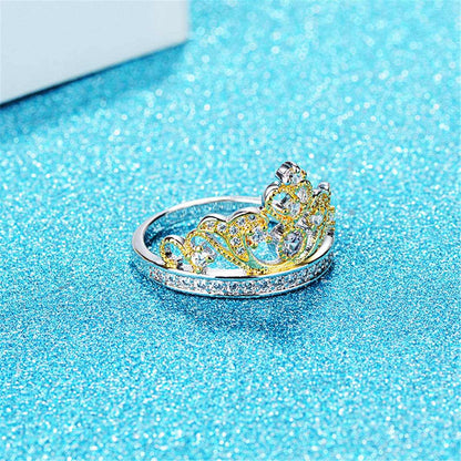 Cubic Zirconia & Two-Tone Crown Band Ring