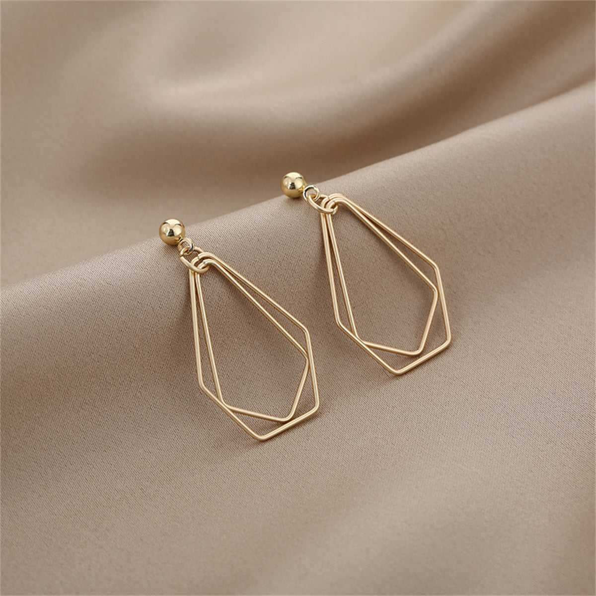 Goldtone Open Geometric Drop Earrings