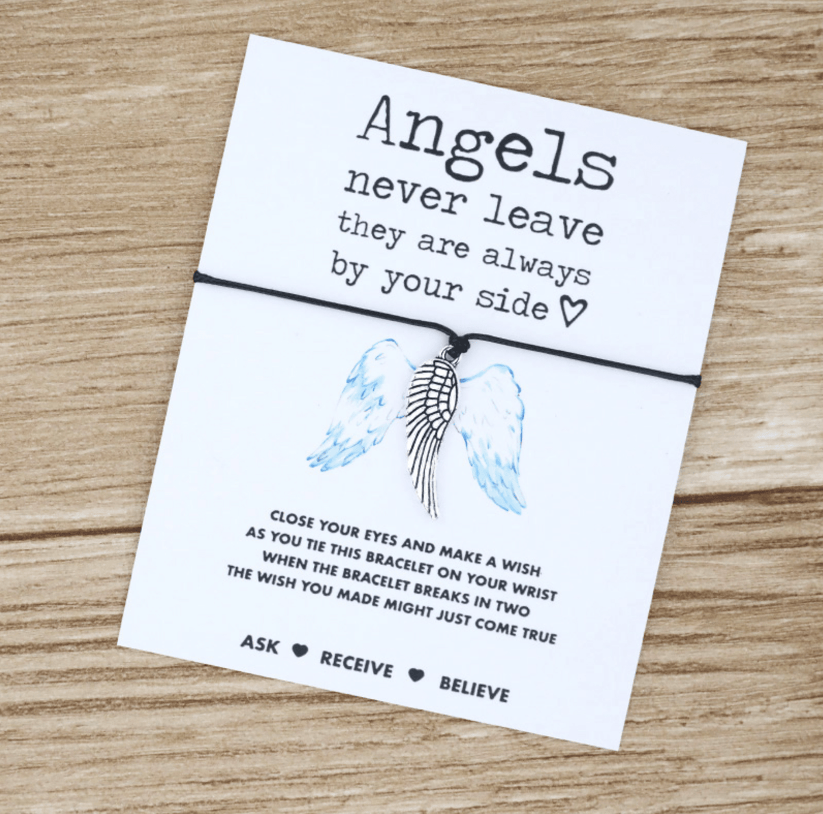 Black & Silvertone Wing Adjustable Bracelet