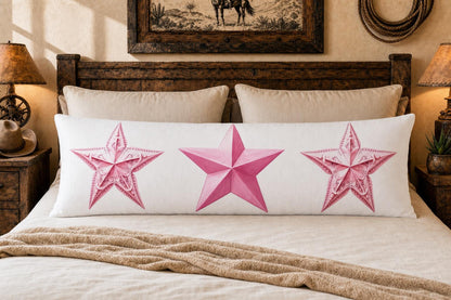 Baha Ranch Pink Cowgirl Stars Body Pillow Cover Made in America