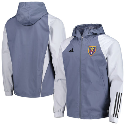 adidas Men's Real Salt Lake All-Weather Raglan Hoodie Full-Zip Jacket