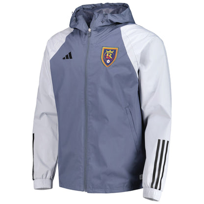 adidas Men's Real Salt Lake All-Weather Raglan Hoodie Full-Zip Jacket