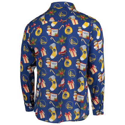 Foco Men's NBA Gs Warriors Floral Winter Ls Button-Up Shirt