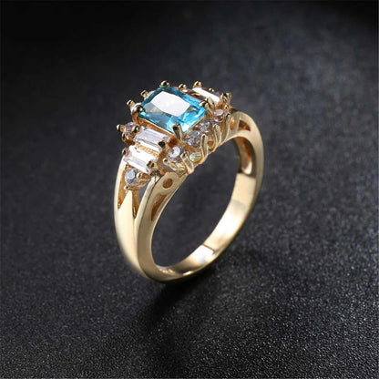 Blue Crystal & Cubic Zirconia Baguette-Cut Ring