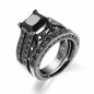 Black Crystal & Cubic Zirconia Band Ring Set