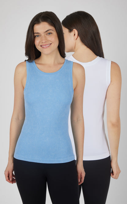 90 Degree by Reflex 2 PK Stonewash Ribbed Seamless Tank