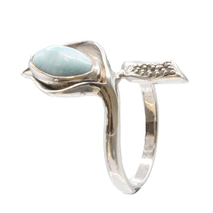 Larimar Stone Sterling Silver Calla Ring Size 7 By Marahlago