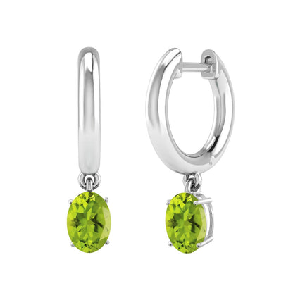Sterling Silver Oval Shape 1.75CT Natural Peridot Drop Earrings