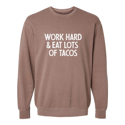 Frankie Jean Work Hard & Eat Lots Of Tacos Washed Sweatshirt