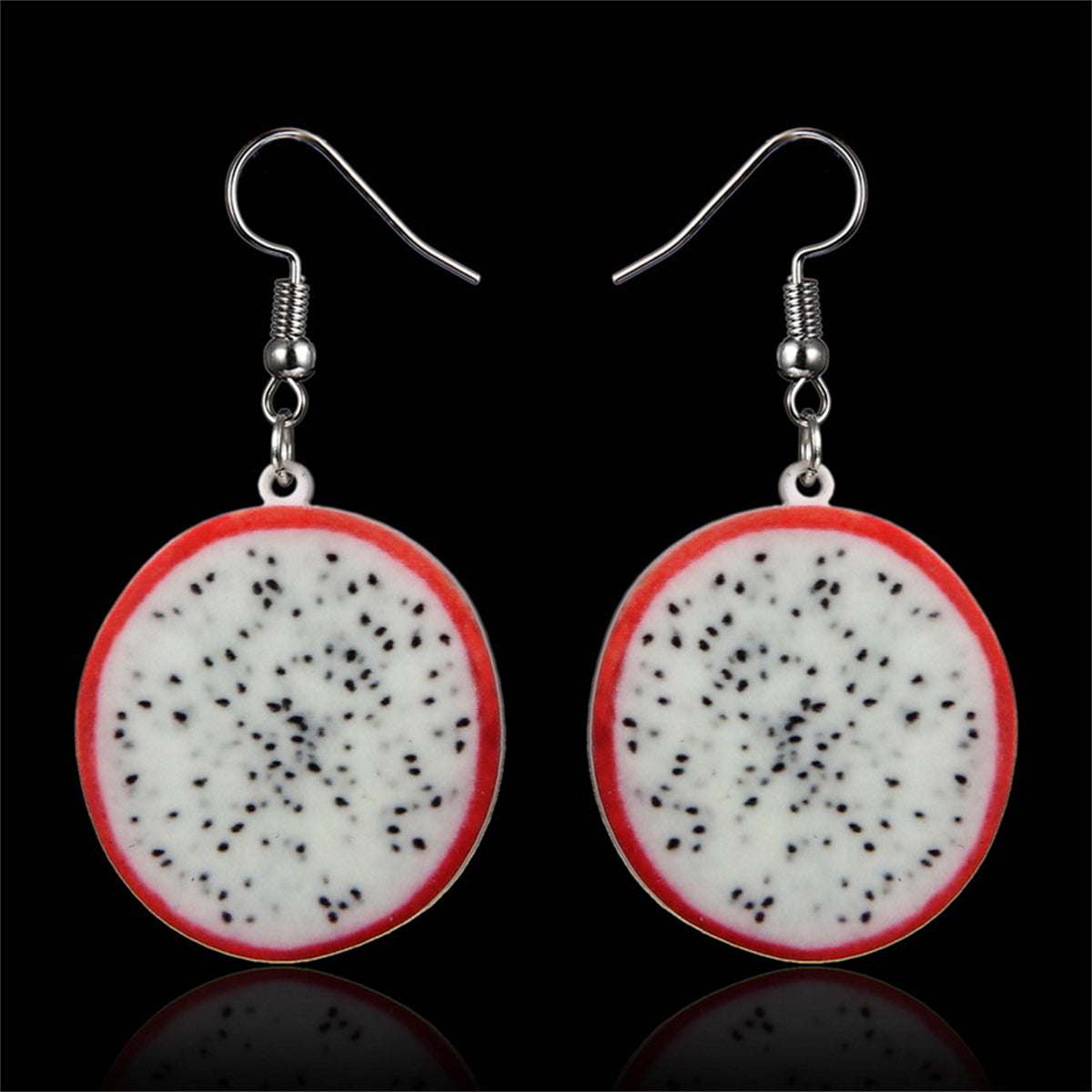 Acrylic & Silvertone Pitaya Drop Earrings