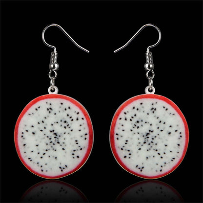 Acrylic & Silvertone Pitaya Drop Earrings