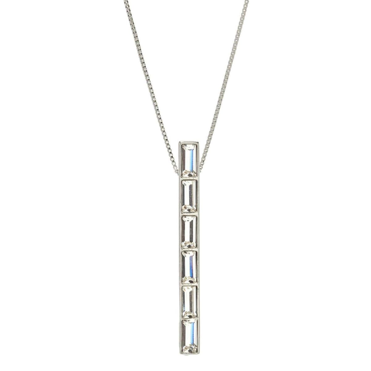 Clear Swarovski Crystal Necklace – Rectangular Crystal Swarovski Bar Pendant Necklace
