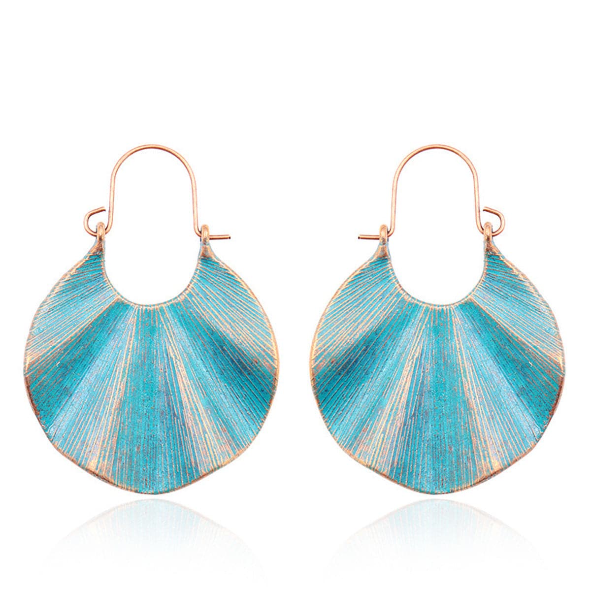 Aqua Enamel & Goldtone Lotus Leaf Drop Earrings