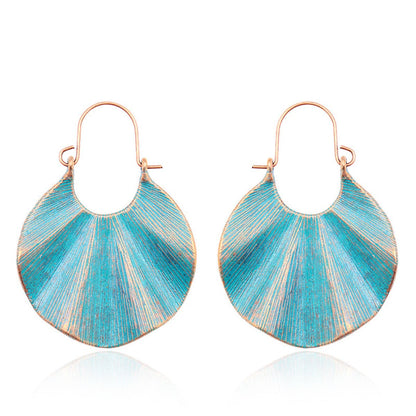 Aqua Enamel & Goldtone Lotus Leaf Drop Earrings