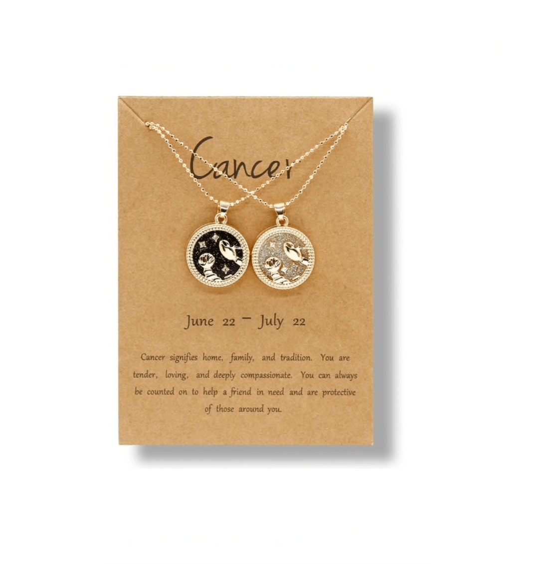 Crystal & 18K Goldtone Plated Zodiac Circular Set of 2 Pendant Necklaces - Cancer